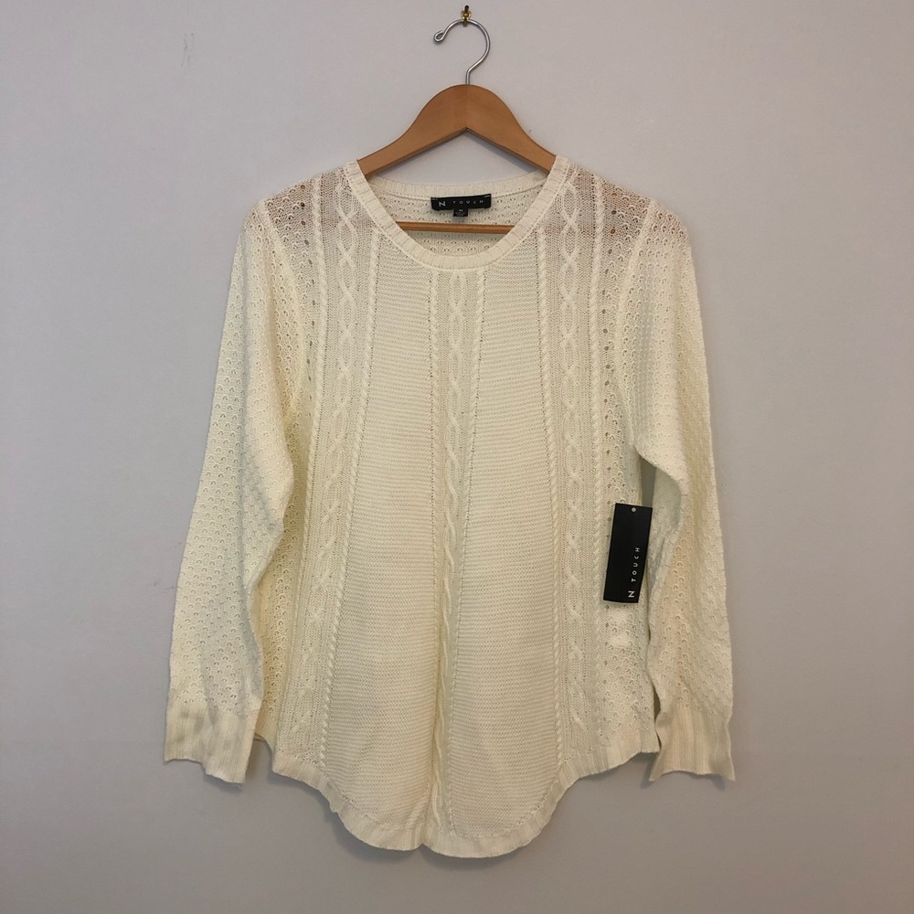 N Touch Sheer Cable Knit Sweater